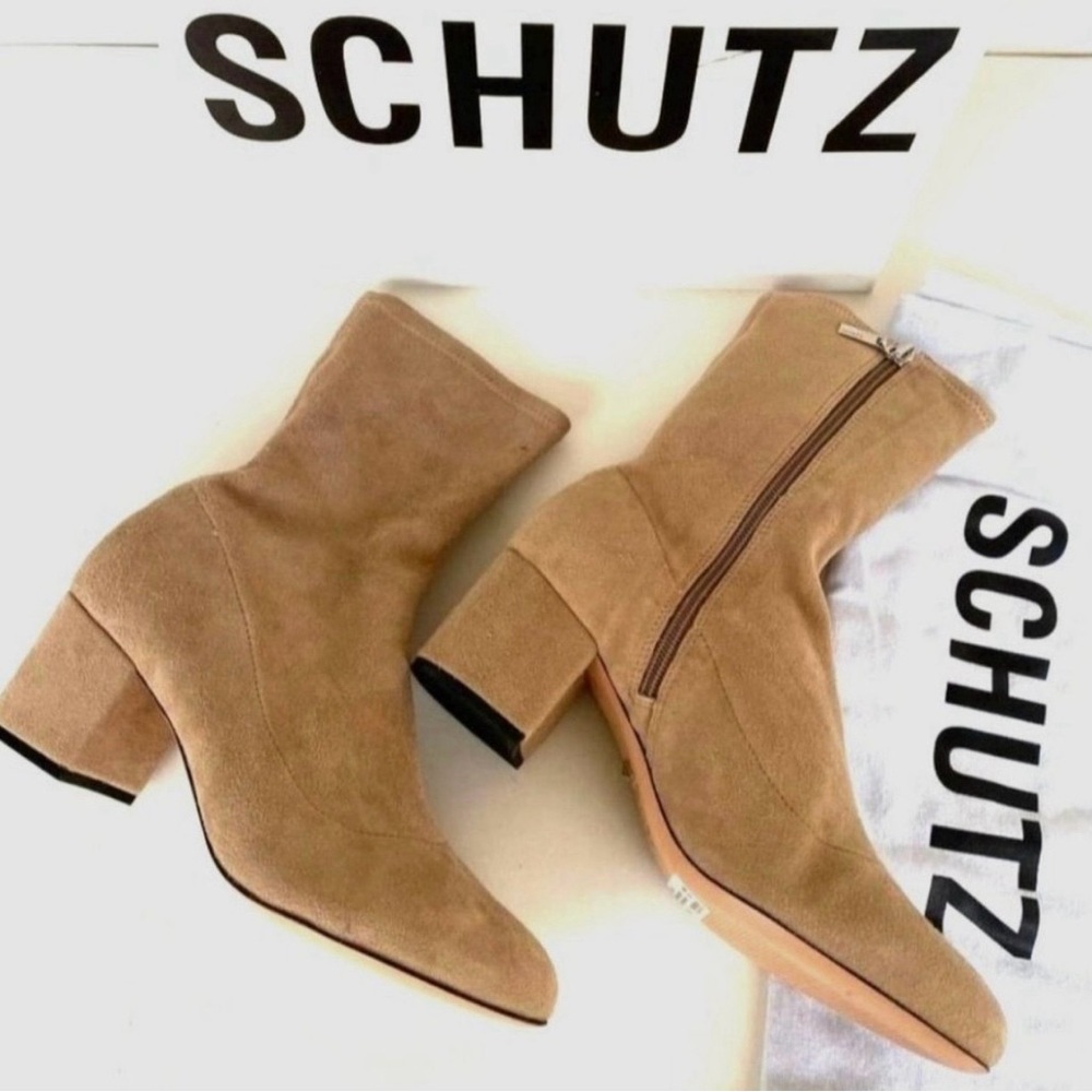 SCHUTZ Tan Heeled Ankle Boots